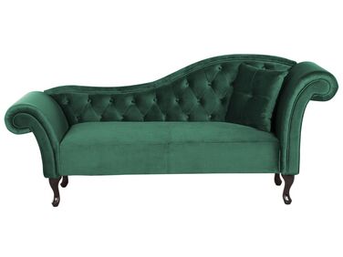 Right-Hand Chaise Longue LATTES Velvet Dark Green