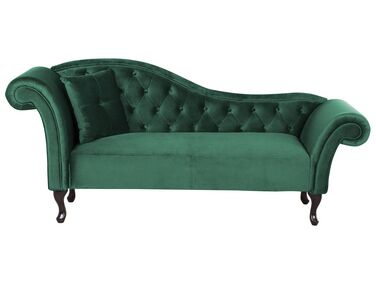 Left-Hand Chaise Longue LATTES Velvet Dark Green