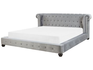 Lit avec sommier Velours CAVAILLON 180 x 200 cm Gris clair