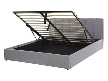 Lit ottoman Tissu DREUX 140 x 200 cm Gris clair
