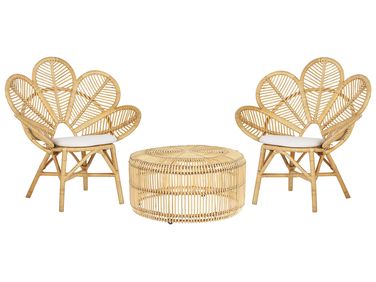Ensemble bistrot avec coussins FLORENTINE / LIMNI Rotin Beige