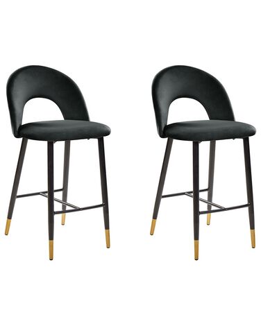 Lot de 2 chaises de bar FALTON Velours Noir