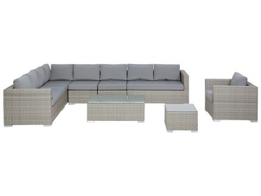 Ensemble de salon de jardin avec table 8 places XXL Côté droit Polyrotin Gris