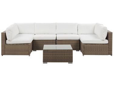 Tuin hoekloungeset met tafel 6-zits BELVEDERE PE rotan Wit