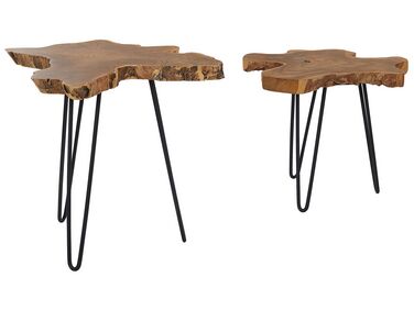 Lot de 2 tables d'appoint CAMROSE Teck Marron foncé