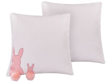 Lot de 2 coussins décoratifs PHLOX Coton 45 x 45 cm Blanc