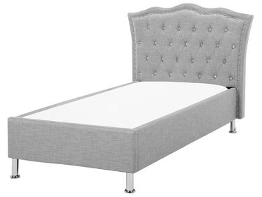 Lit avec sommier Tissu METZ 90 x 200 cm Gris clair