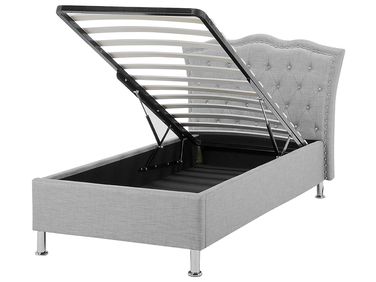 Lit ottoman Tissu METZ 90 x 200 cm Gris clair