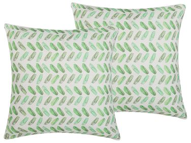 Set of 2 Decorative Cushions PRUNUS 45 x 45 cm Green Abstract Pattern