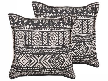 Lot de 2 coussins décoratifs SIRVAN Coton 45 x 45 cm Noir Motif géométrique