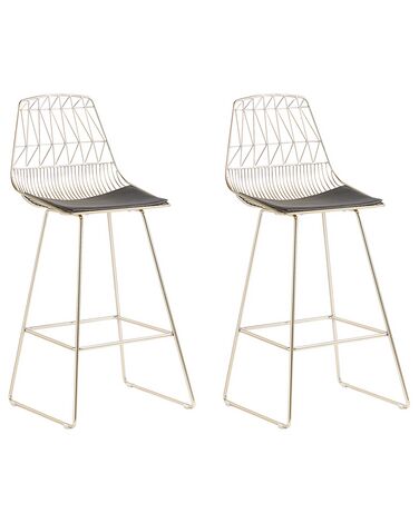 Lot de 2 chaises de bar PRESTON Métal Doré