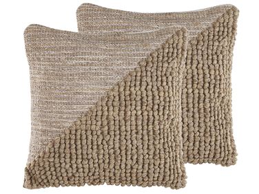 Set of 2 Decorative Cushions ASLANAPA Cotton 45 x 45 cm Beige Solid