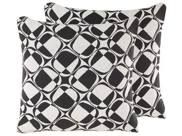 Set of 2 Decorative Cushions KOTURE Cotton 45 x 45 cm Black/ White Geometric Pattern