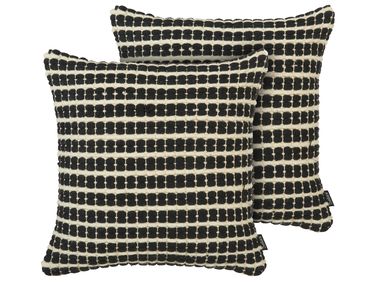 Lot de 2 coussins décoratifs YONCALI Coton 45 x 45 cm Noir À carreaux