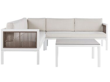 Ensemble de canapés d'angle de jardin 4 places BORELLO Côté gauche Métal Beige