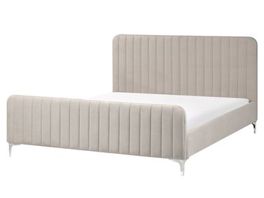 Lit avec sommier Velours LUNAN 160 x 200 cm Taupe