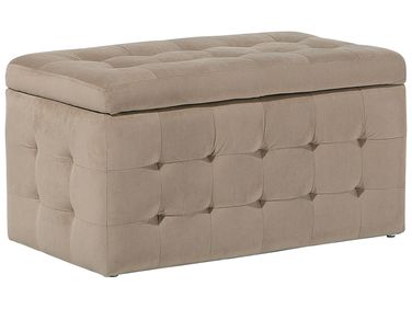 Pouf de rangement MICHIGAN Velours Marron clair