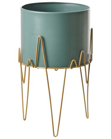 Elevated Plant Pot KALANDRA Metal 29 cm Dark Green