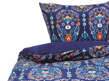 Ensemble de housses de couette MADRONA Satin de coton 155 x 220 cm Bleu foncé