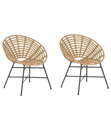Lot de 2 chaises de jardin ACERRA Polyrotin Marron clair