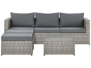 Garden Corner Sofa with Table 5 Seater SABBIA Left Hand Modular PE Rattan Light Grey