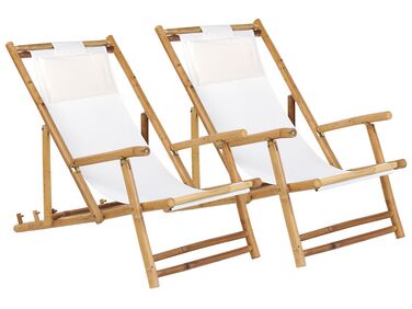 Lot de 2 chiliennes pliantes ATRANI Bambou Beige clair