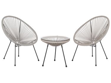 Bistro Set ACAPULCO II PE Rattan Light Grey