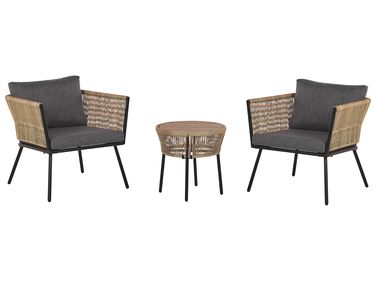 Ensemble bistrot avec coussins GARGANO Polyrotin Marron clair