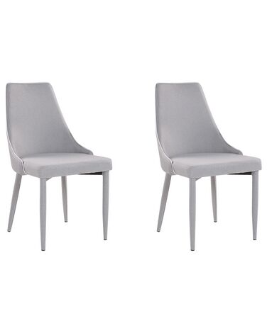 Lot de 2 chaises de salle à manger CAMINO Tissu Gris clair