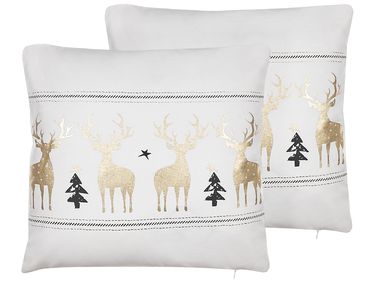 Lot de 2 coussins décoratifs DONNER Coton 45 x 45 cm Blanc Motif de Noël