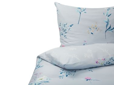 Ensemble de housses de couette EVERGREEN Satin de coton 155 x 220 cm Bleu clair