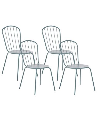 Lot de 4 chaises de jardin CALVI Métal Bleu clair