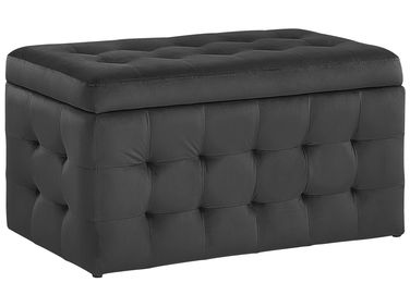 Pouf de rangement MICHIGAN Velours Noir