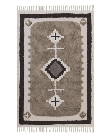 Vloerkleed GEYVE Beige 140 x 200 cm Katoen