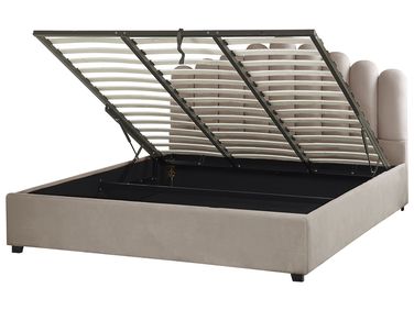 Bed met opbergruimte Fluweel VINCENNES 180 x 200 cm Taupe