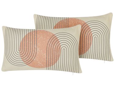 Lot de 2 coussins décoratifs GERBERA 30 x 50 cm Multicolore Motif abstrait