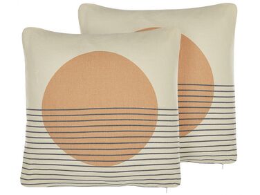 Set of 2 Decorative Cushions MOONFLOWER 45 x 45 cm White Geometric Pattern
