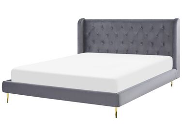 Bed Fluweel FORBACH 180 x 200 cm Grijs