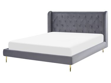 Bed Fluweel FORBACH 160 x 200 cm Grijs