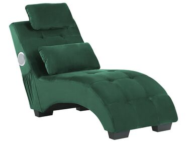 Chaise longue SIMORRE Fluweel Smaragdgroen met ingebouwde Bluetooth speaker