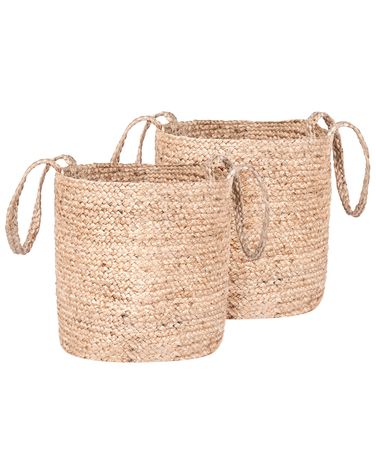 Set van 2 manden KAELLA Jute Zandbeige