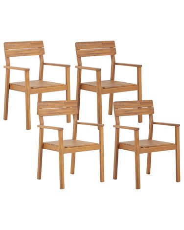 Lot de 4 chaises de jardin FORNELLI Acacia Marron