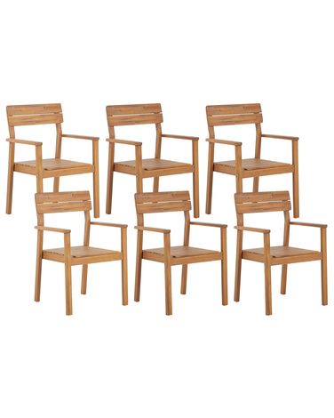 Lot de 6 chaises de jardin FORNELLI Acacia Marron