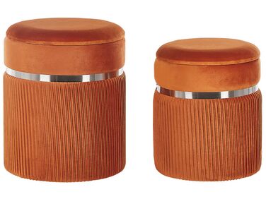 Lot de 2 poufs avec rangement CAMDENTON Velours Orange