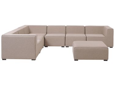 Canapé d'angle de jardin avec ottoman 7 places AREZZO Côté droit Beige
