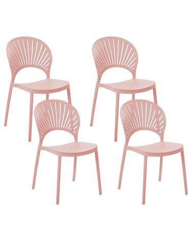 Lot de 4 chaises de jardin OSTIA Rose pastel