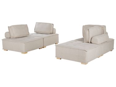Modular Living Room Set 4 Seater TIBRO Fabric Light Beige