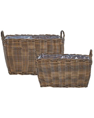 Lot de 2 jardinières en rotin ORMOS Polyrotin 53/59 cm Marron