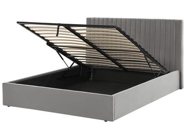 Bed met opbergruimte Fluweel VION 160 x 200 cm Grijs
