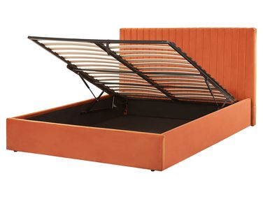 Bed met opbergruimte Fluweel VION 160 x 200 cm Oranje